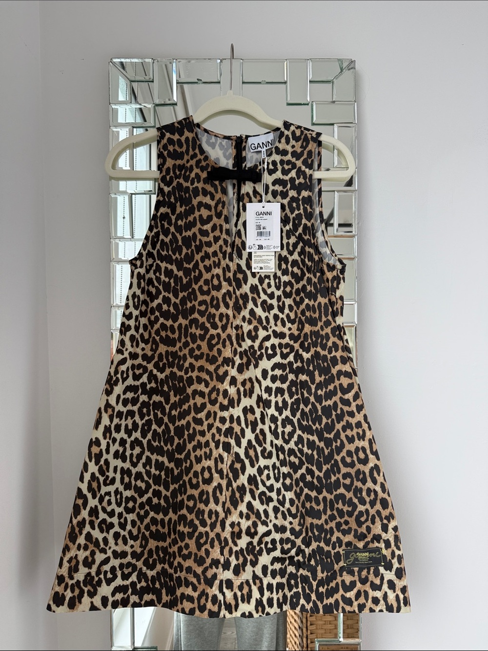 Ganni Leopard Print Sleeveless A-Line Dress - Brown & Black